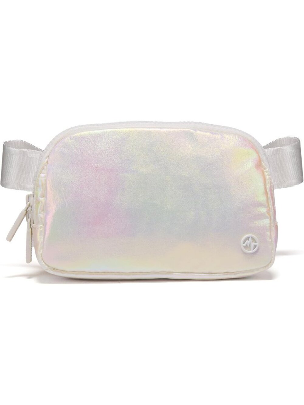 Womens Iridescen Nylon Fanny Pack Double Zipper Waist Pack With Adjustable Strap